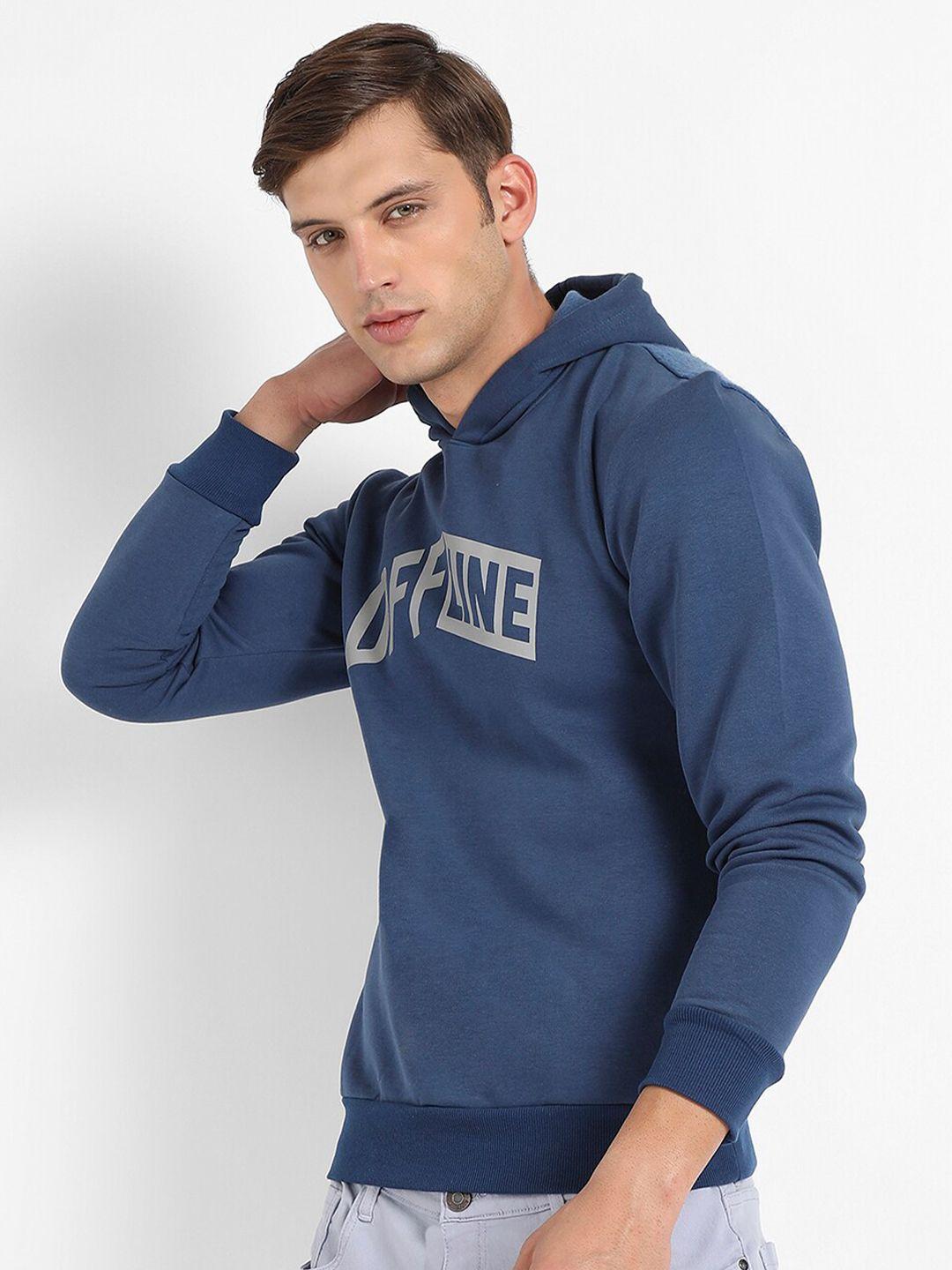 campus sutra typographic printed hooded cotton pullover sweatshirt