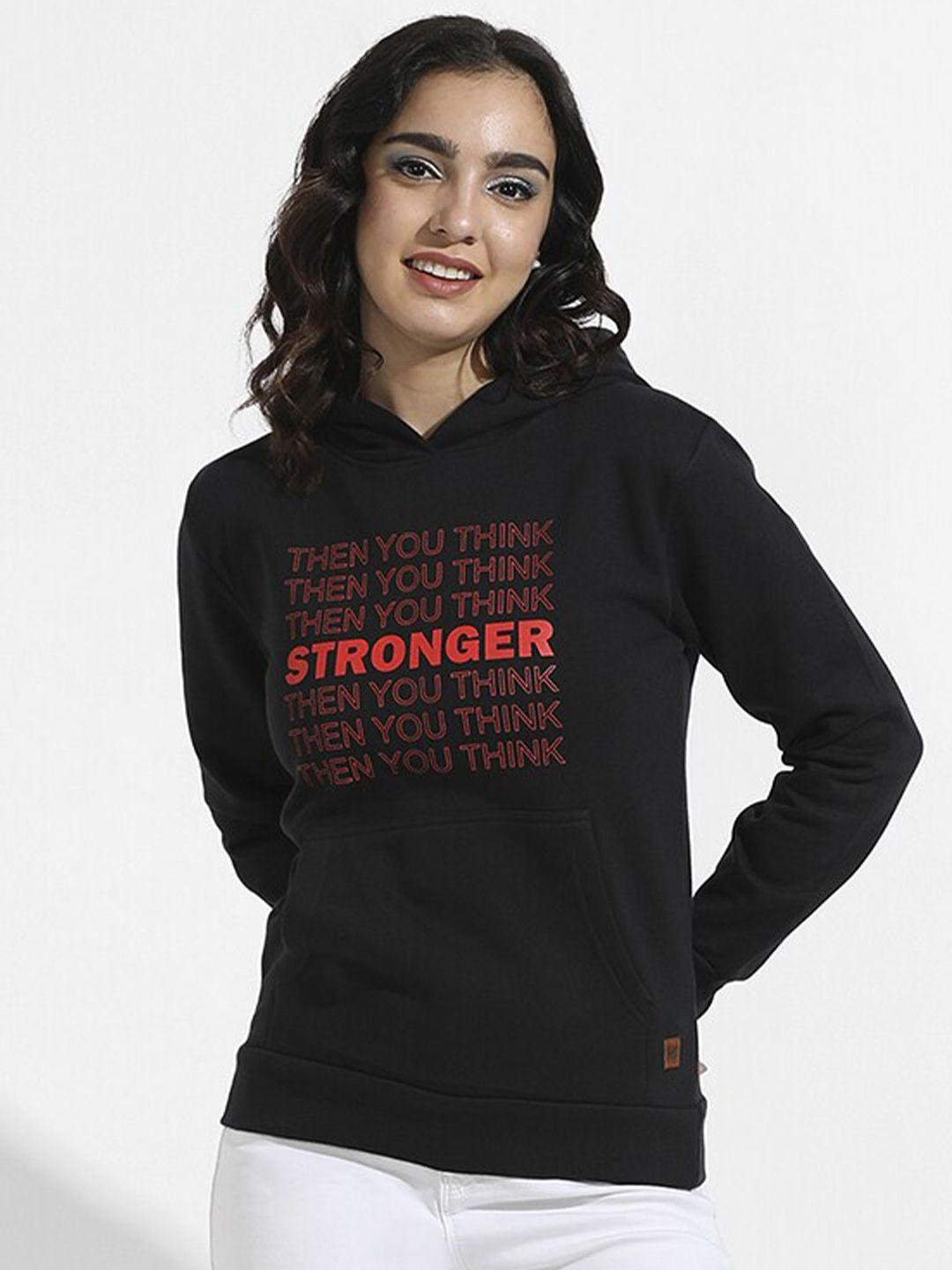 campus sutra typography printed hooded cotton pullover sweatshirt