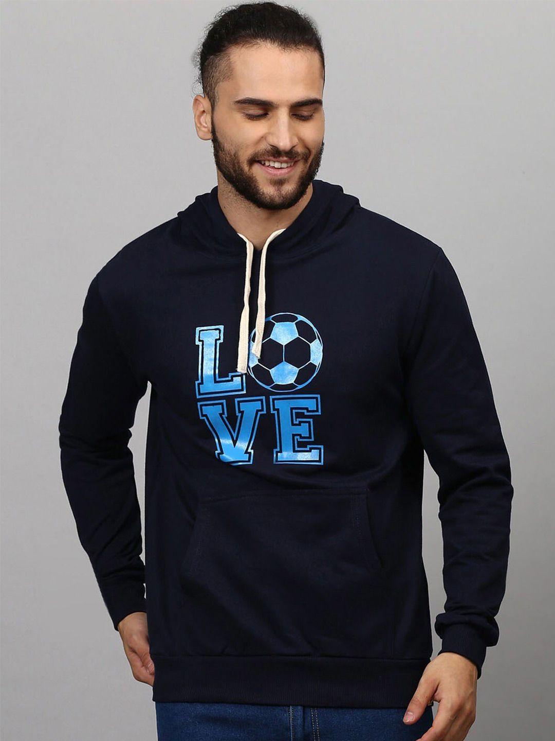 campus sutra typography printed hooded cotton sweatshirt