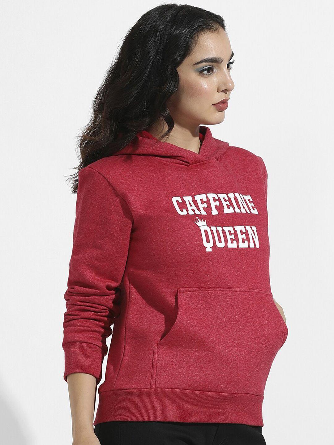 campus sutra typography printed hooded pullover cotton sweatshirt