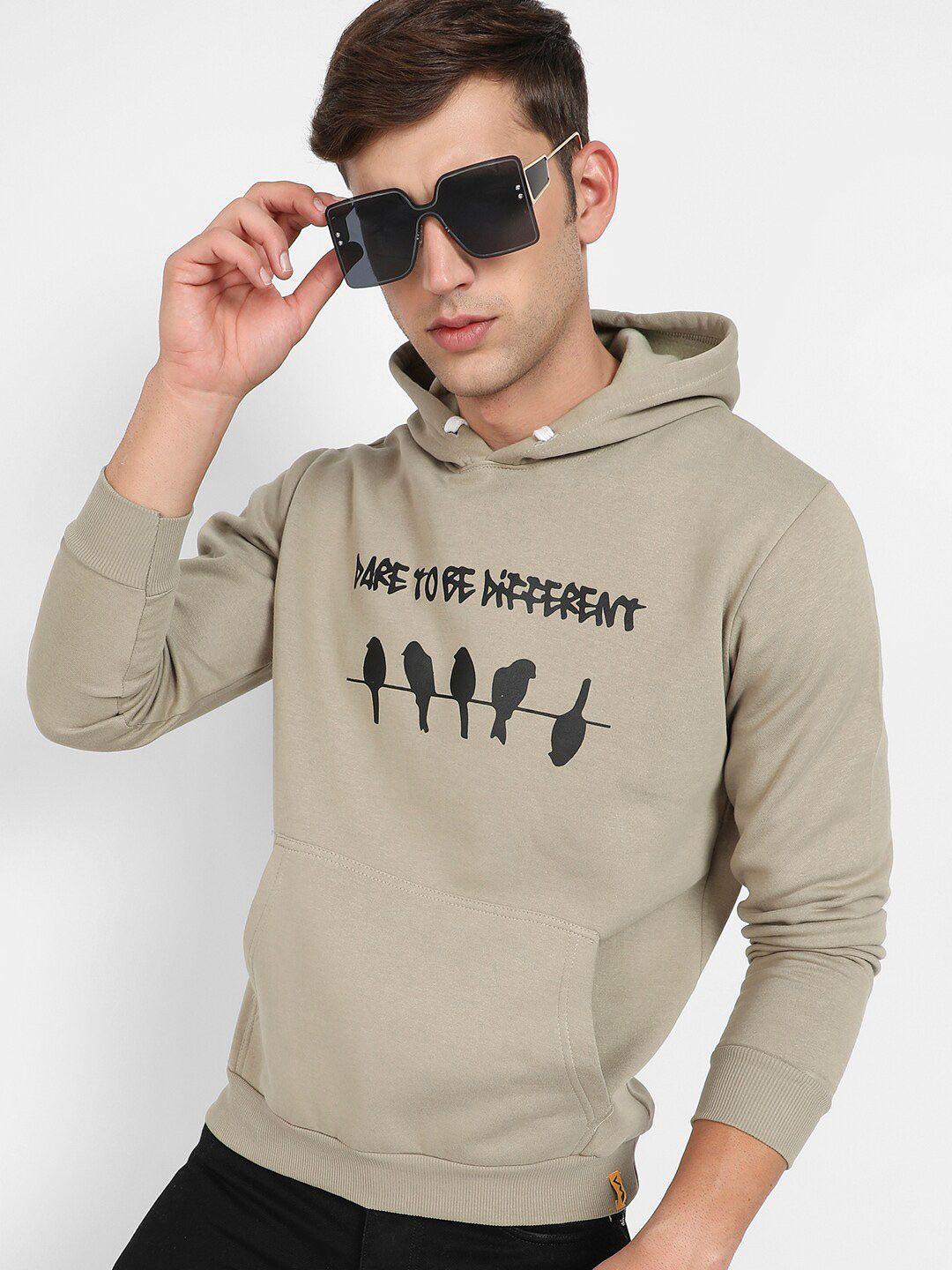 campus sutra typography printed hooded pullover