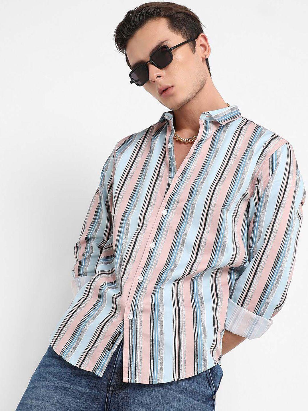 campus sutra vertical striped classic regular fit cotton casual shirt