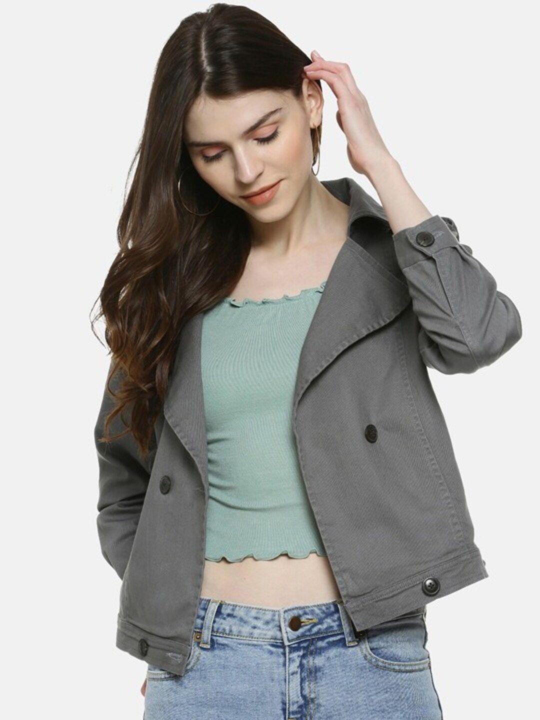 campus sutra windcheater cotton crop tailored jacket