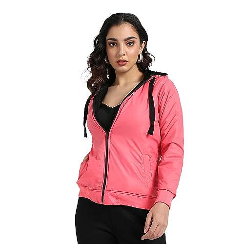 campus sutra women's car coat (cbcsw23_jkwin02_w_pln_ph_pink_l)