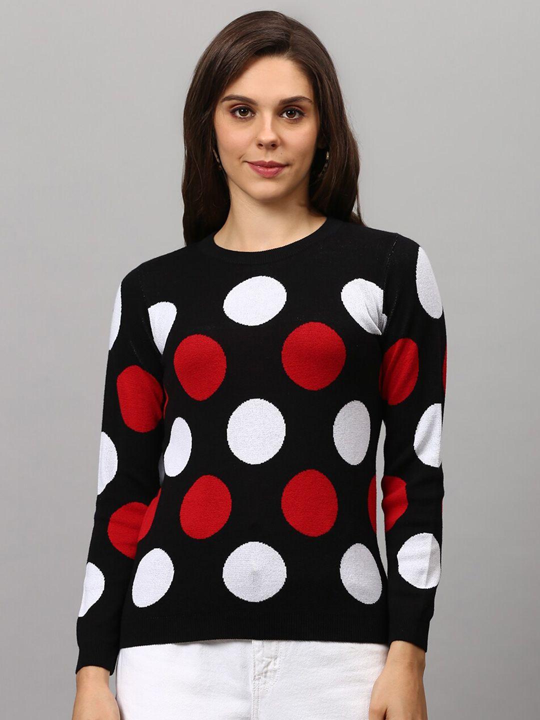 campus sutra women black & white printed pullover