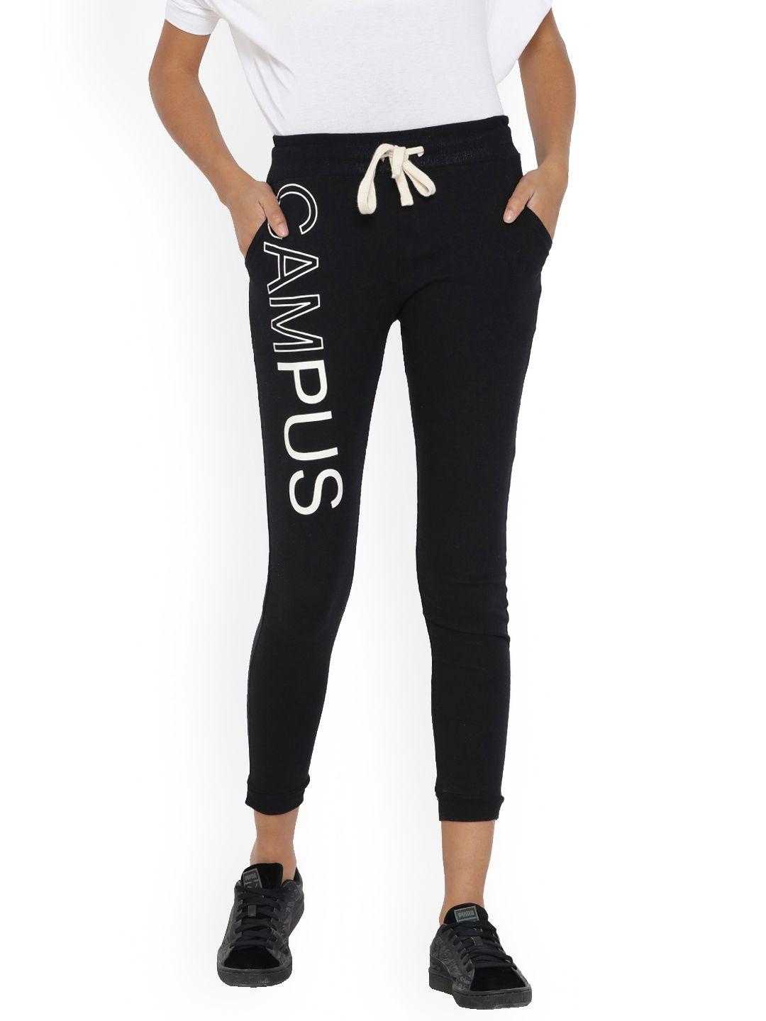 campus sutra women black solid joggers