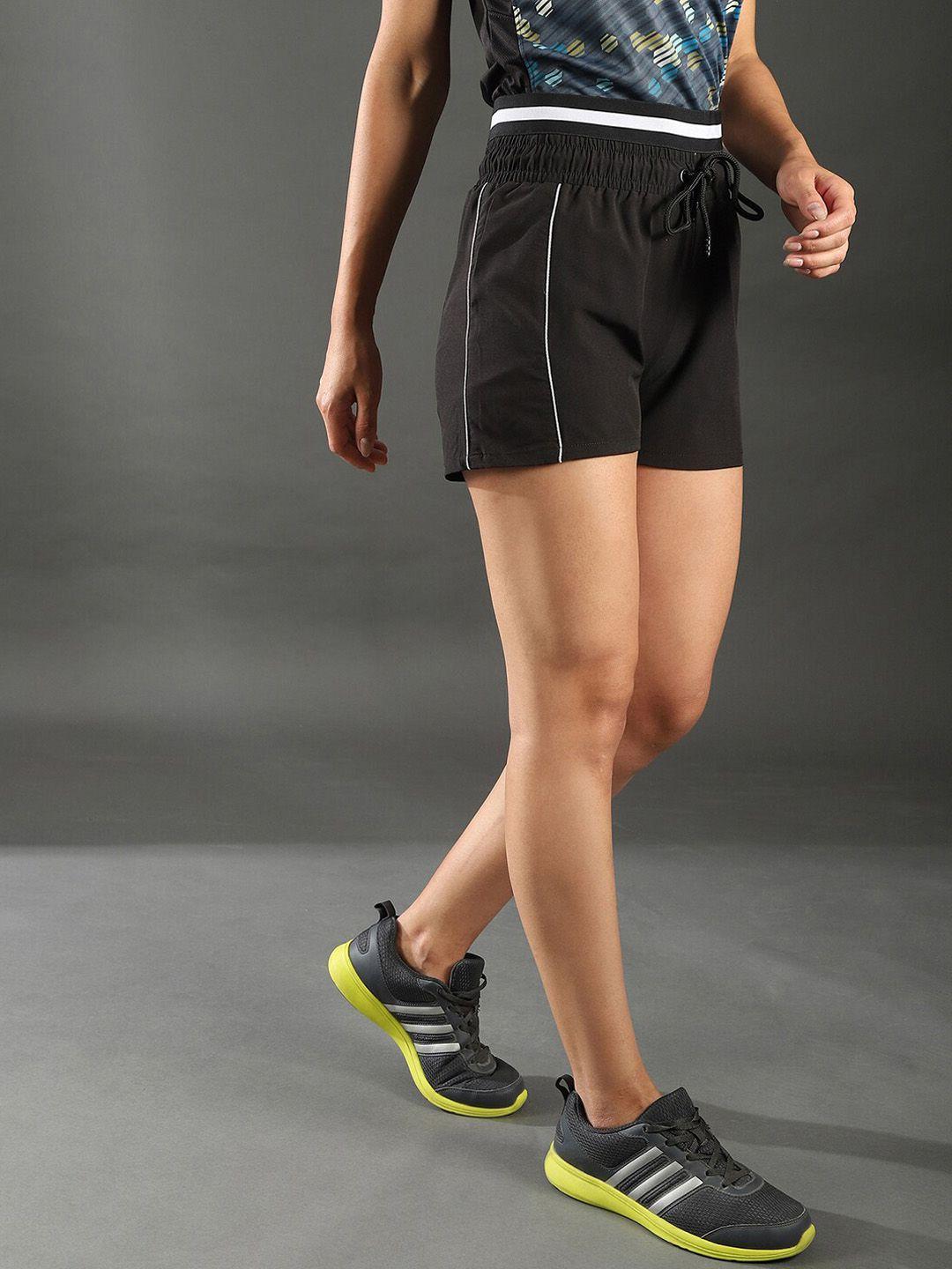 campus sutra women black training or gym sports shorts