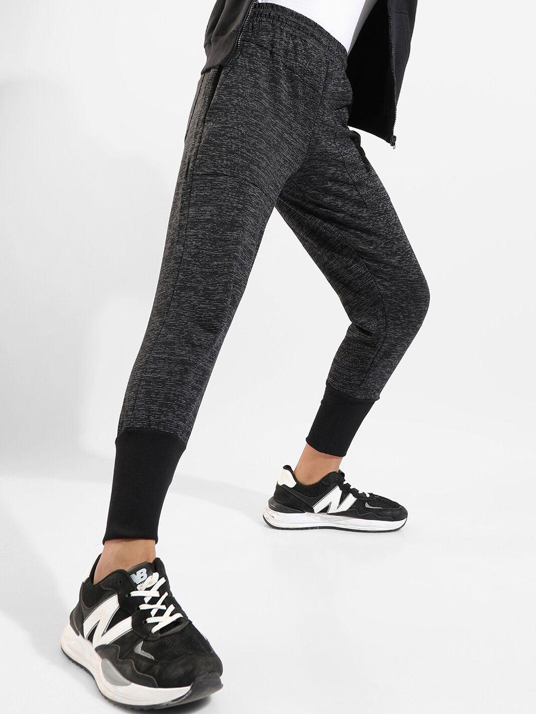 campus sutra women charcoal grey cotton joggers