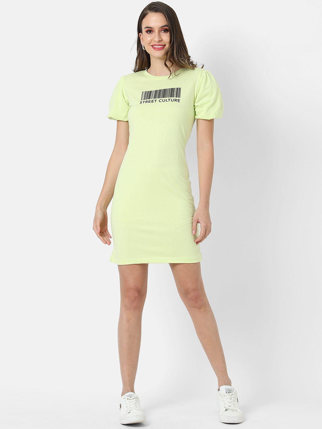 campus sutra women green t-shirt dress