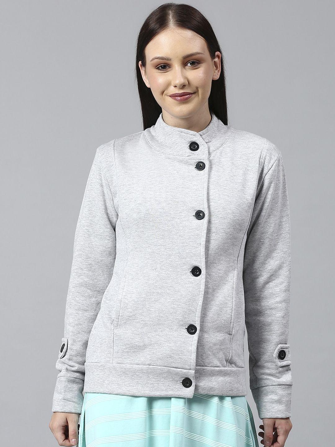 campus sutra women grey windcheater outdoor tailored jacket