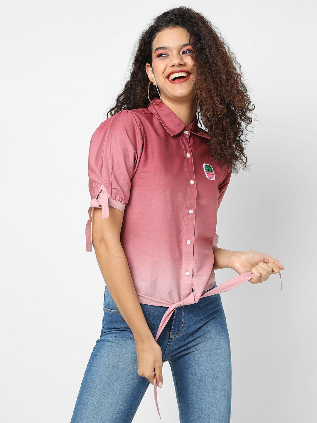 campus sutra women maroon classic casual shirt