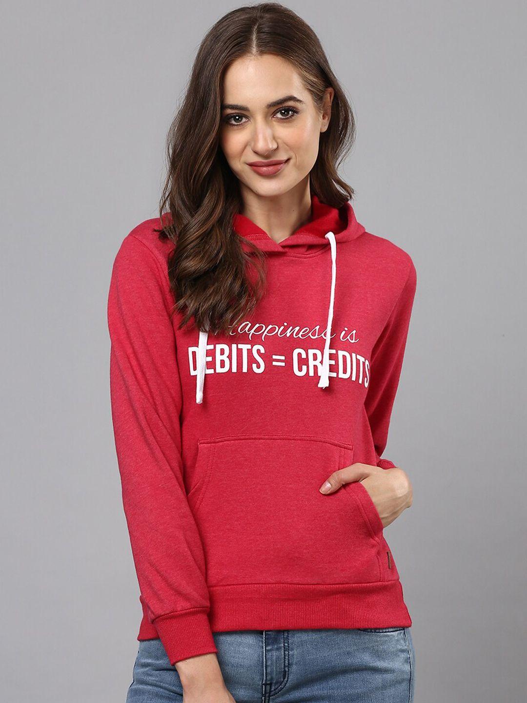 campus sutra women maroon printed sweatshirt