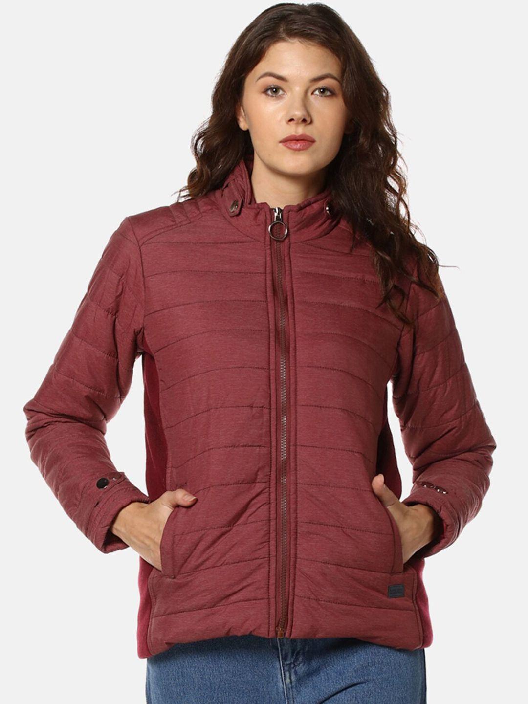 campus sutra women maroon windcheater padded jacket