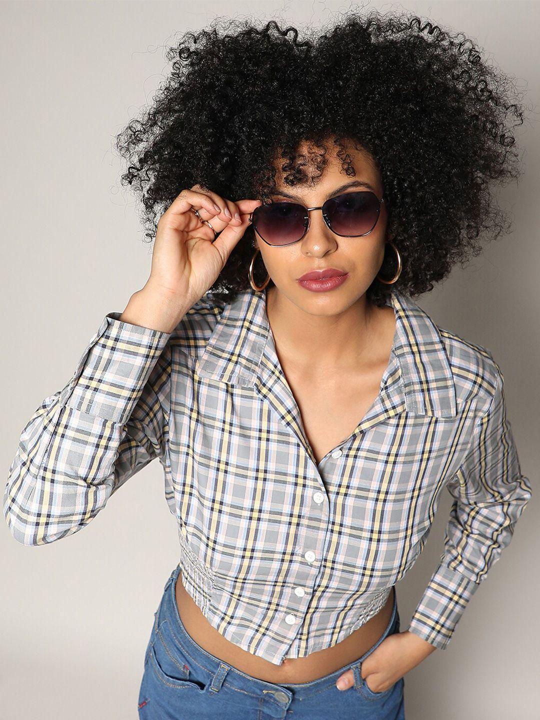 campus sutra women modern checked casual shirt