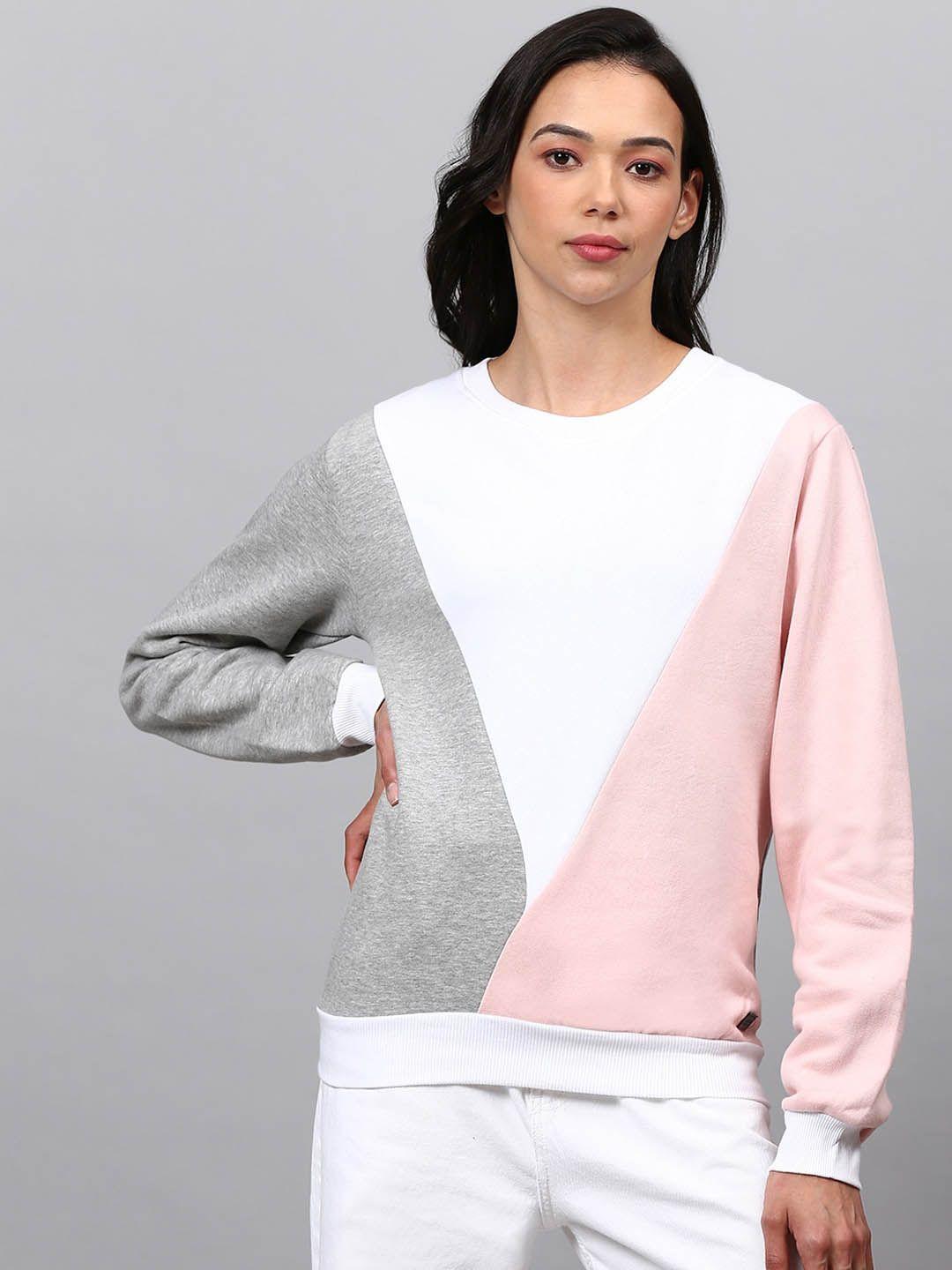 campus sutra women multicoloured colourblocked sweatshirt