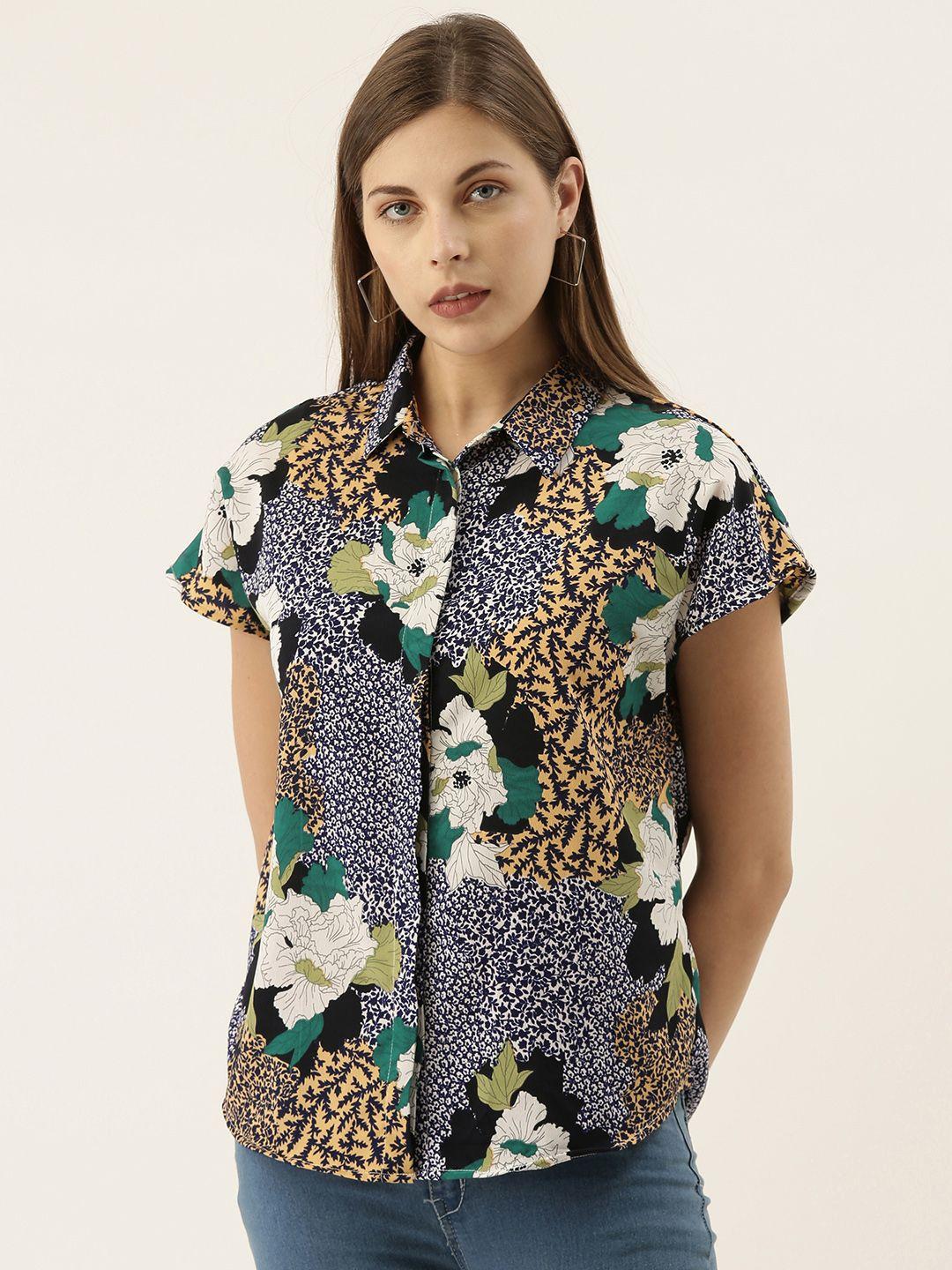 campus sutra women multicoloured printed regular fit  casual shirt