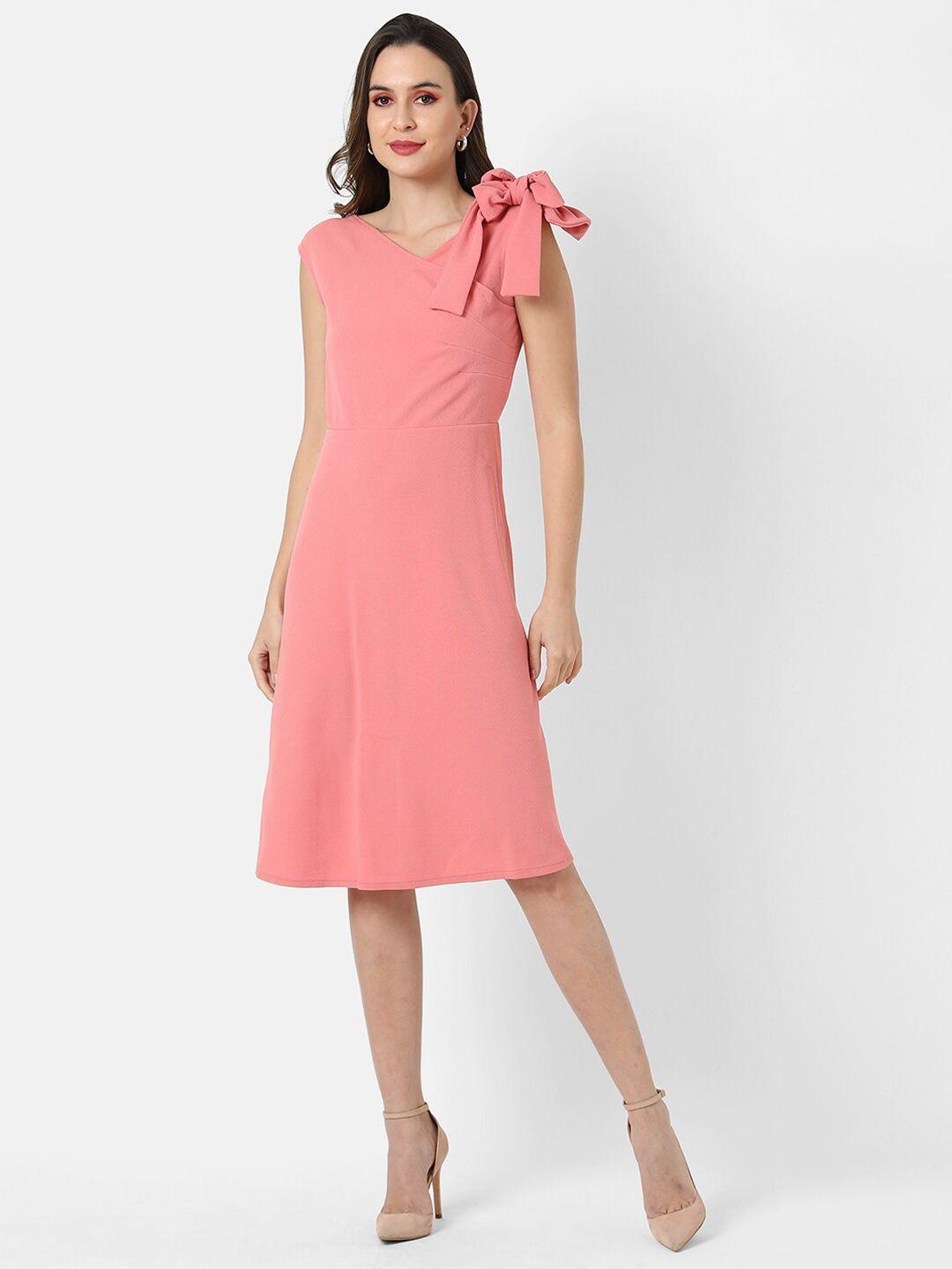 campus sutra women pink crepe a-line dress