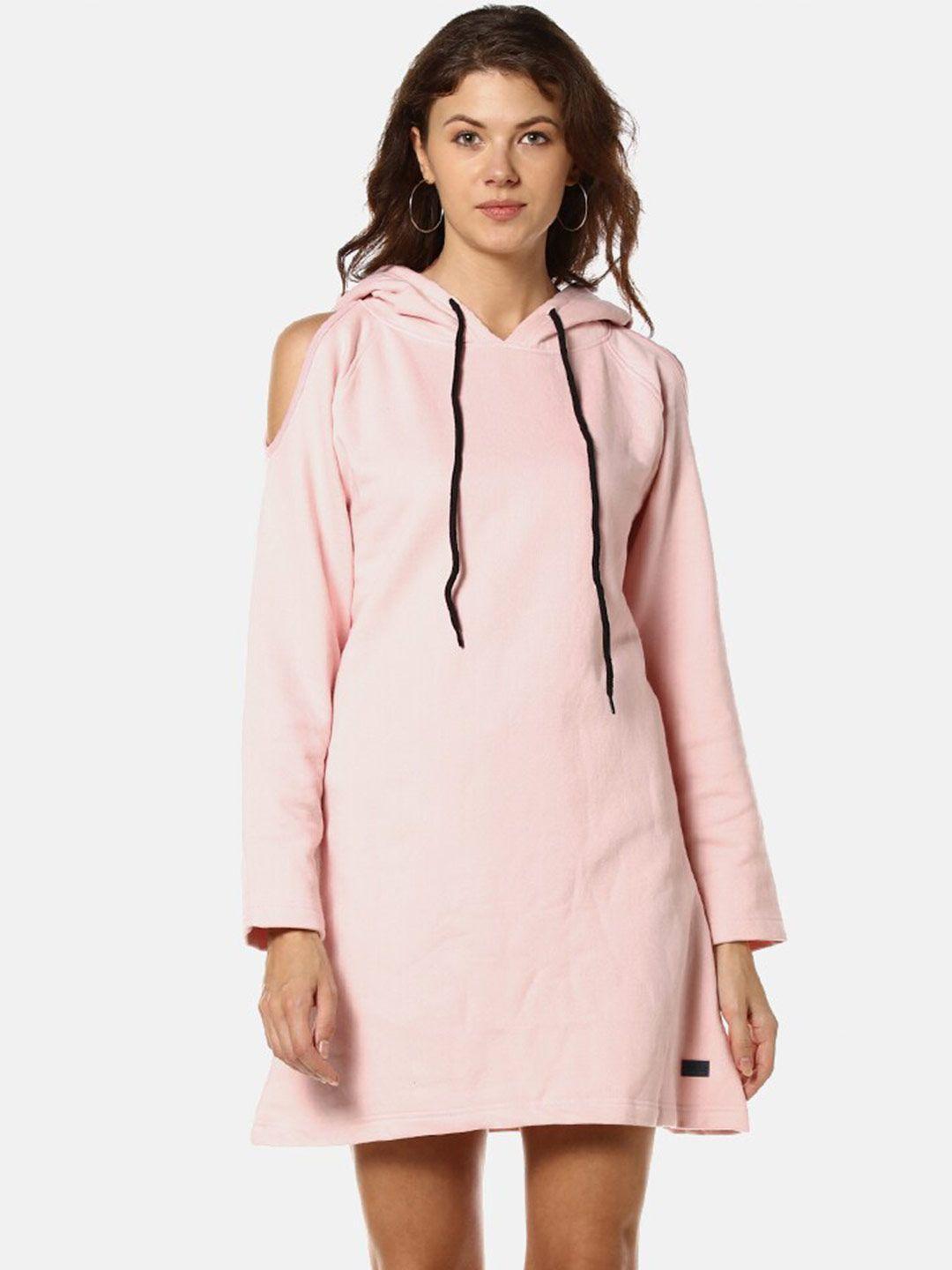 campus sutra women pink hooded sweatshirt