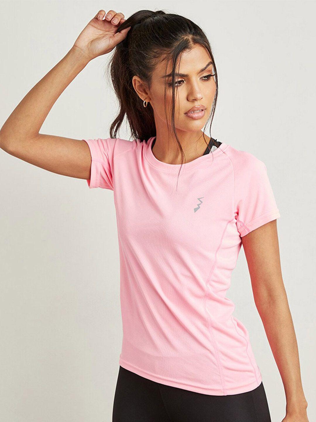 campus sutra women pink polo collar t-shirt