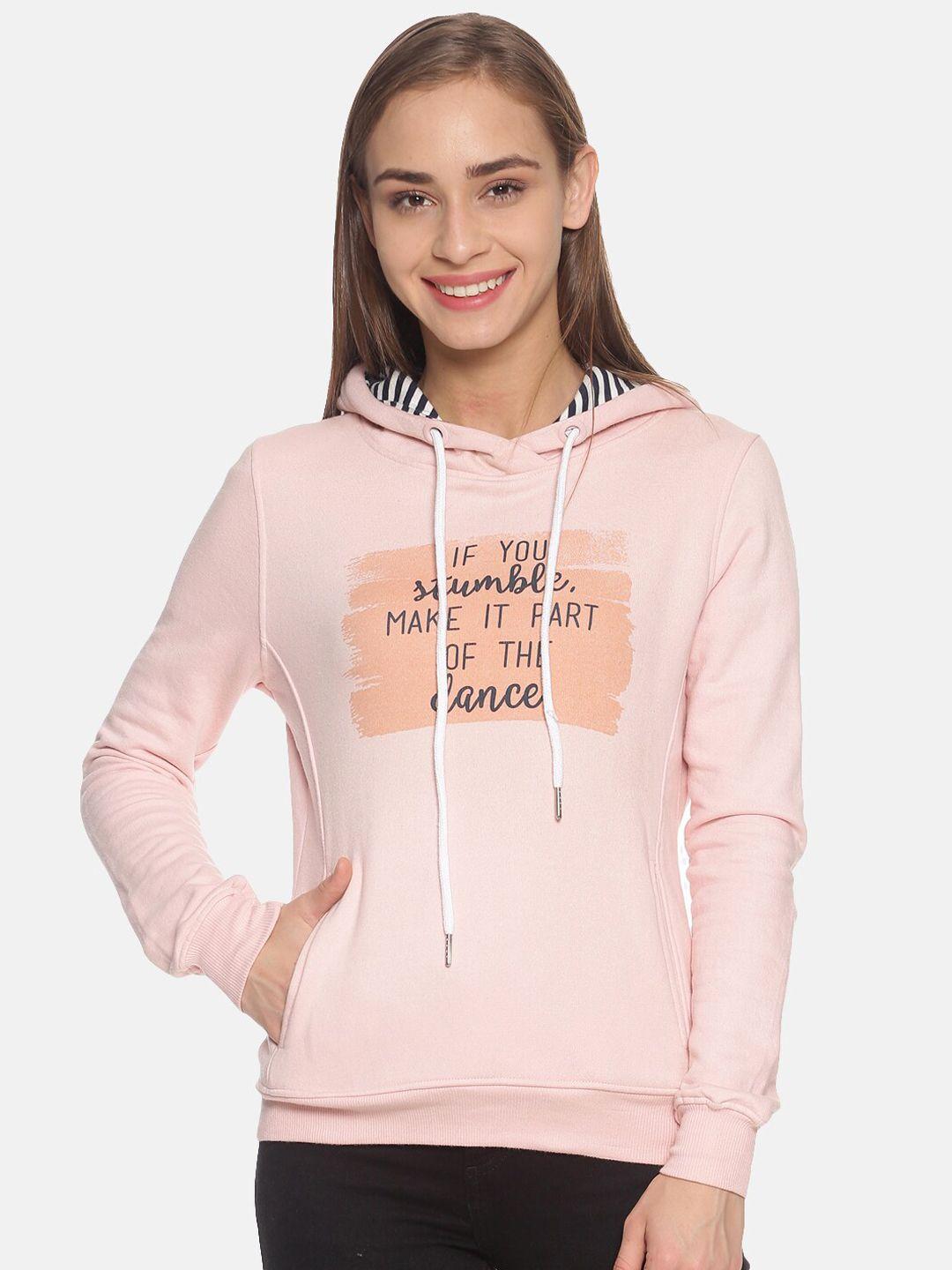 campus sutra women pink printed sweatshirt