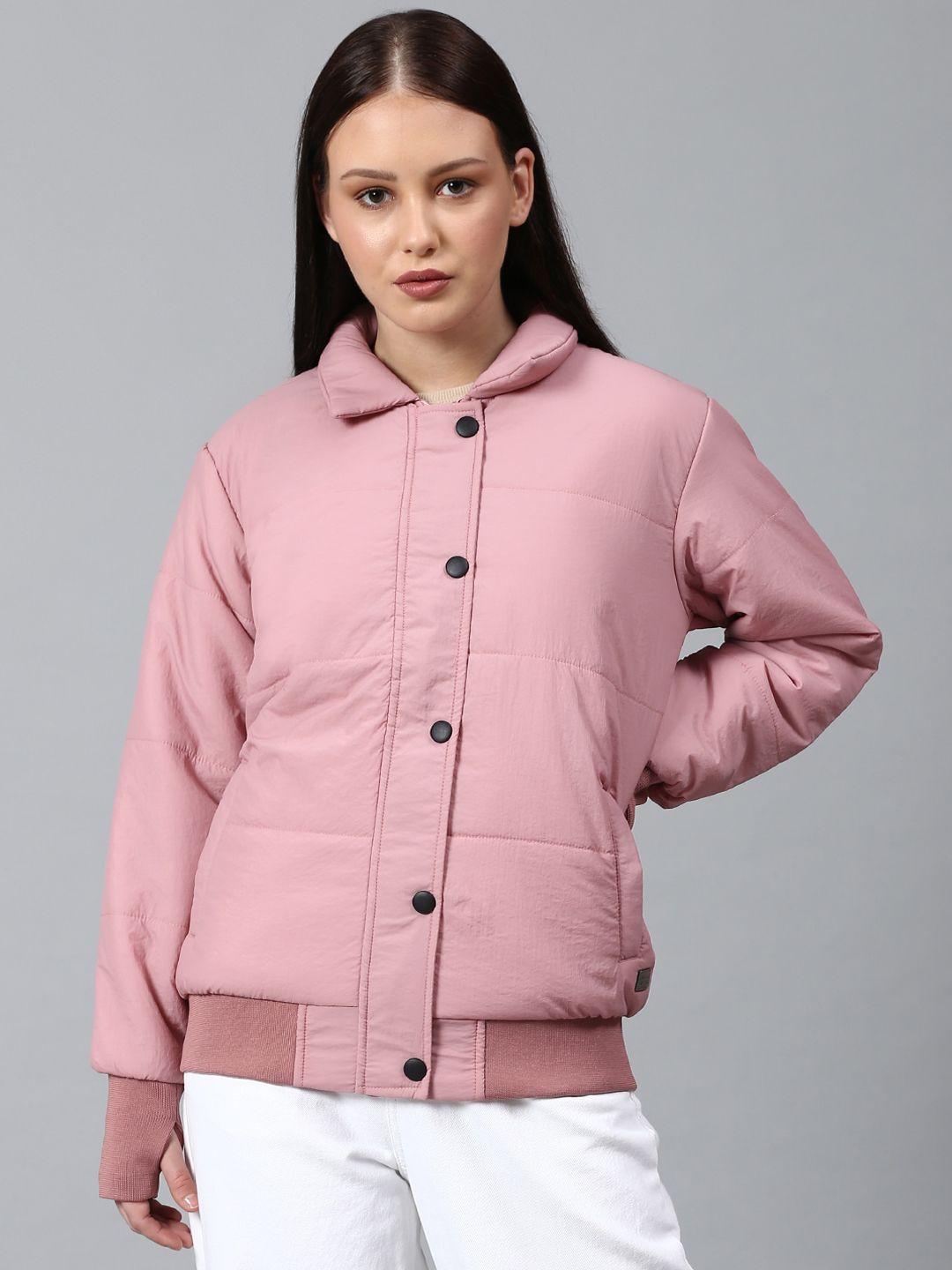 campus sutra women pink windcheater outdoor bomber jacket