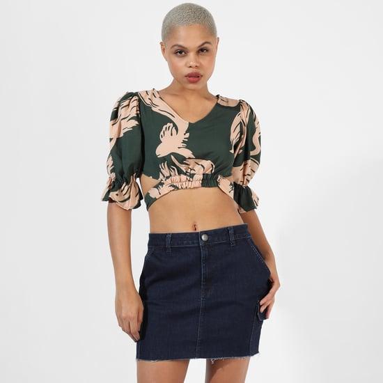 campus sutra women printed cropped top