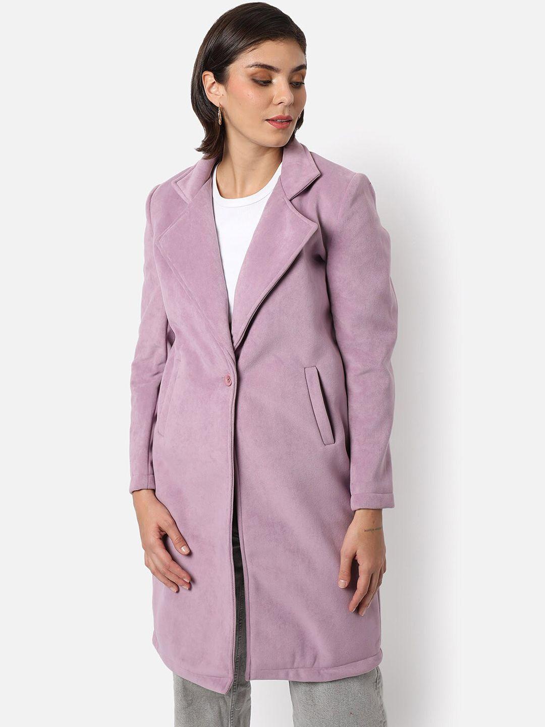 campus sutra women purple solid overcoat