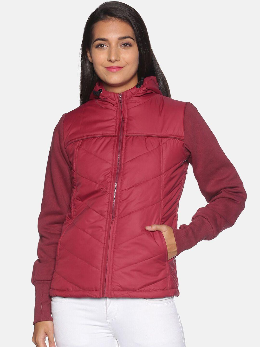 campus sutra women red windcheater bomber jacket