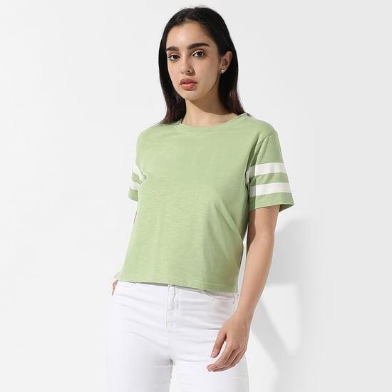 campus sutra women solid round neck top