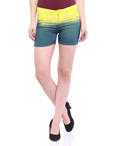 campus sutra women spray shorts(ss16bot_shrtspr_w_pln_yebtg_l) yellow