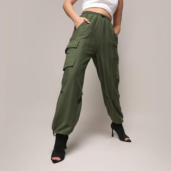 campus sutra women striped parachute pants