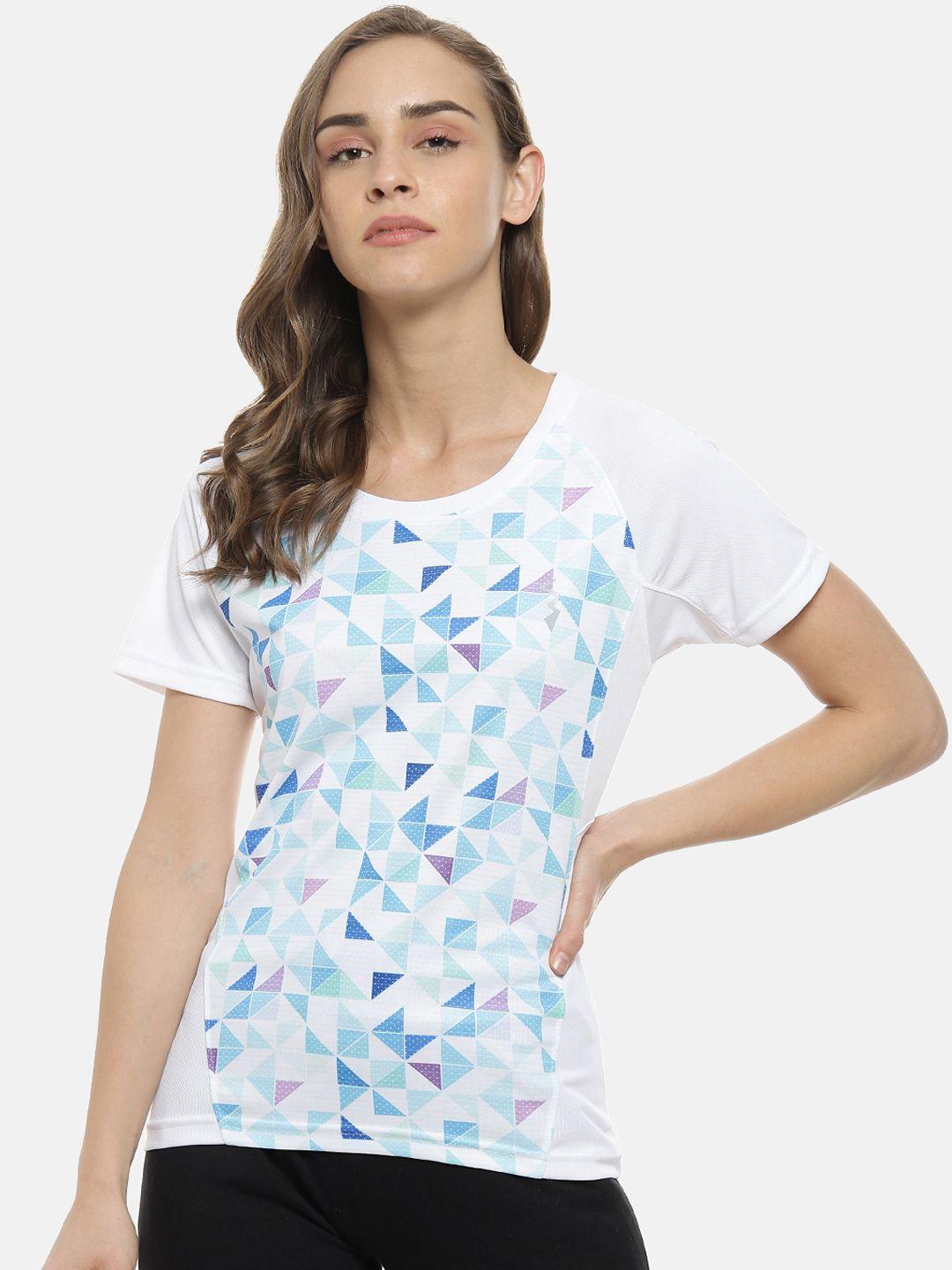 campus sutra women white printed round neck t-shirt