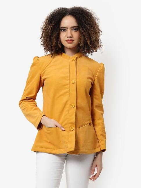 campus sutra yellow polyester regular fit blazer