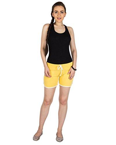 campus sutra yellow pro solid women's chino shorts with tipping yellow (ss15sol_tshort_w_pln_ye_m)