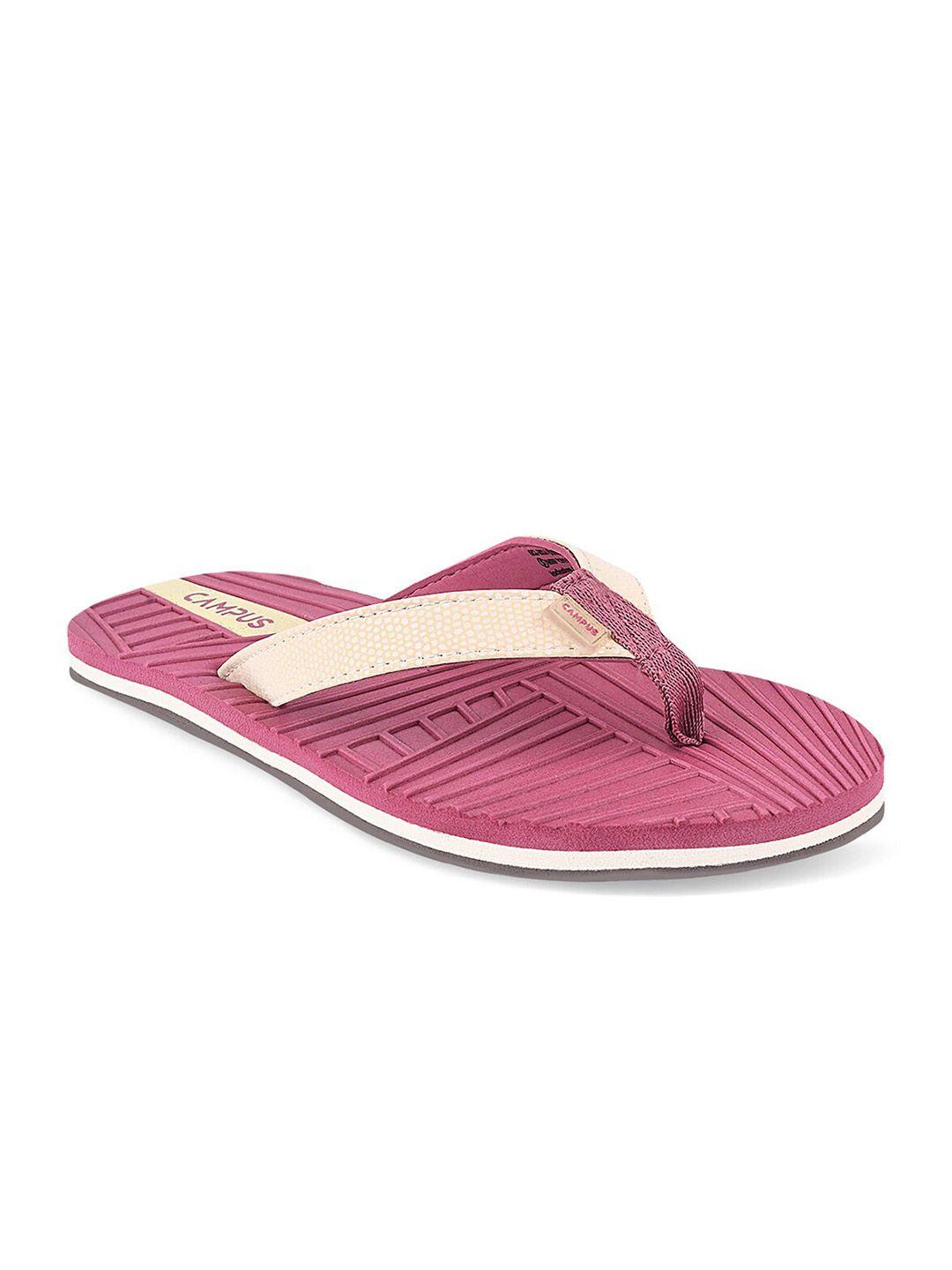 campus women mauve & cream-coloured striped slip-on