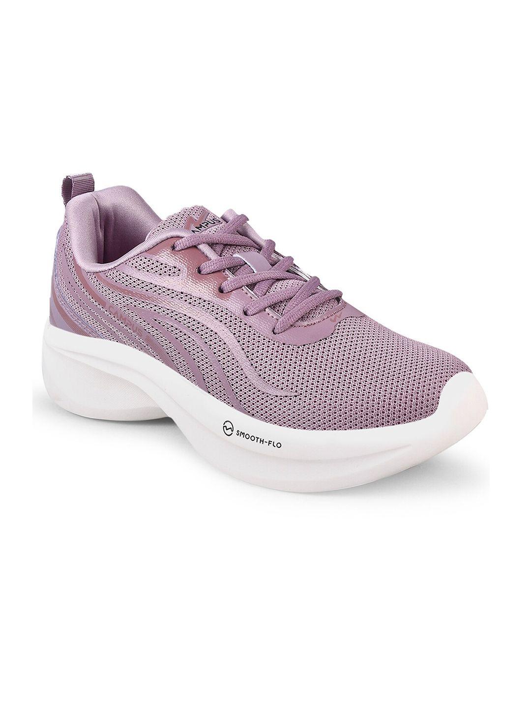 campus women mauve & white lace-ups mesh running shoes