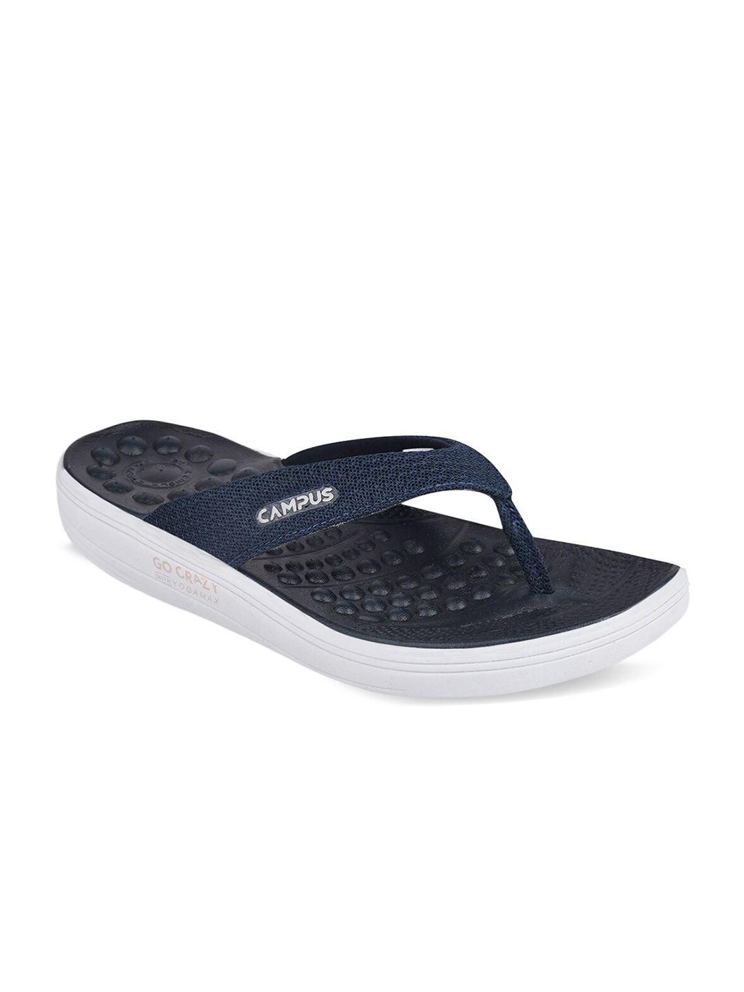 campus women navy blue & white thong flip-flops