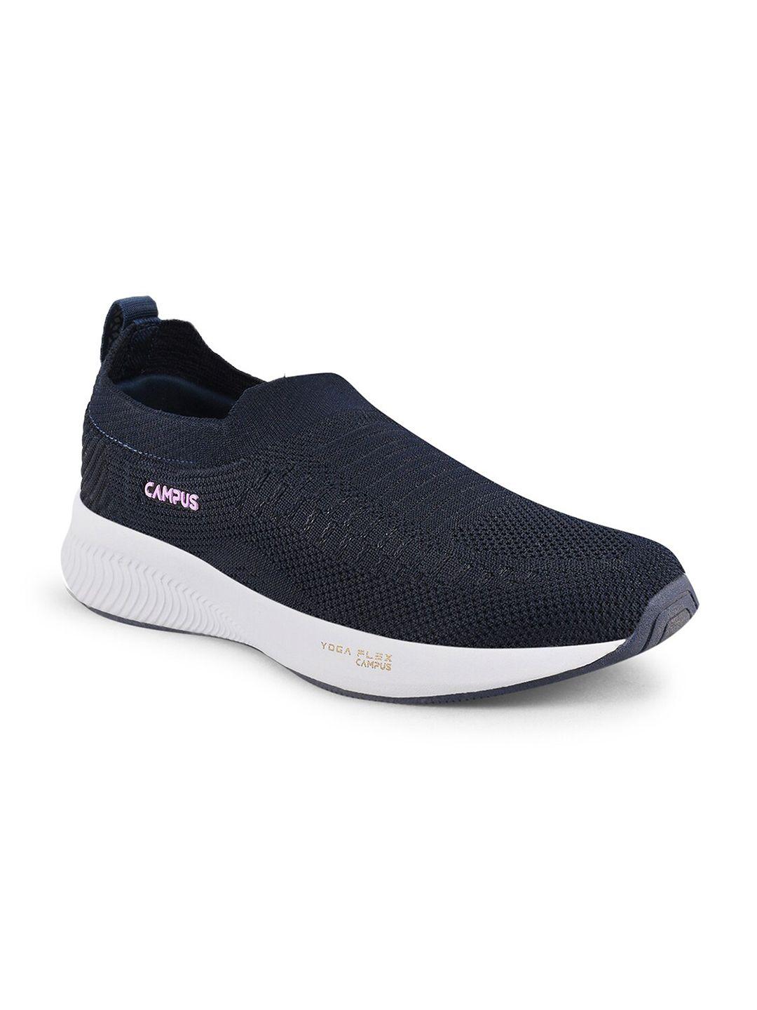 campus women navy blue mesh walking shoes