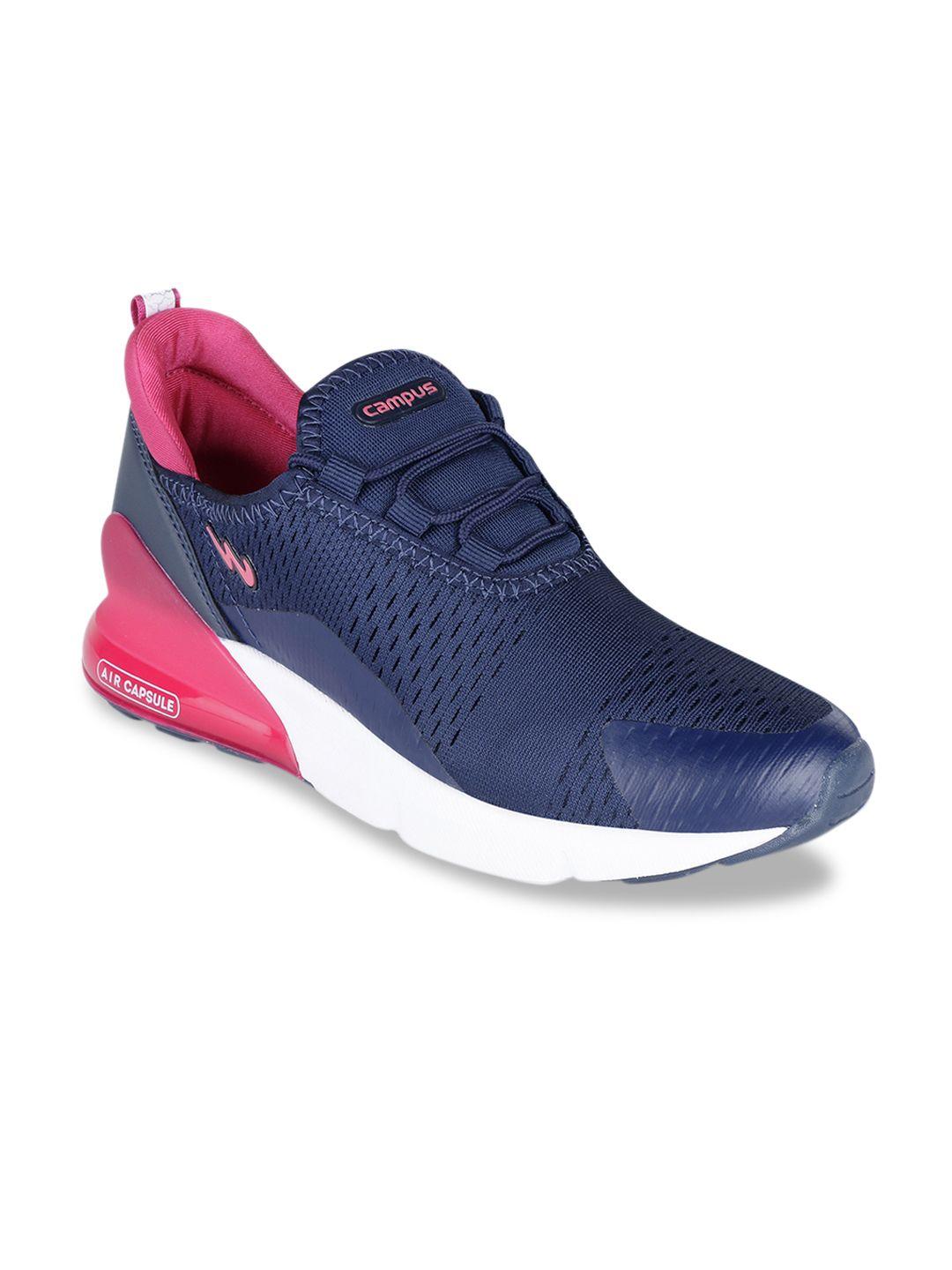 campus women navy blue mesh walking shoes