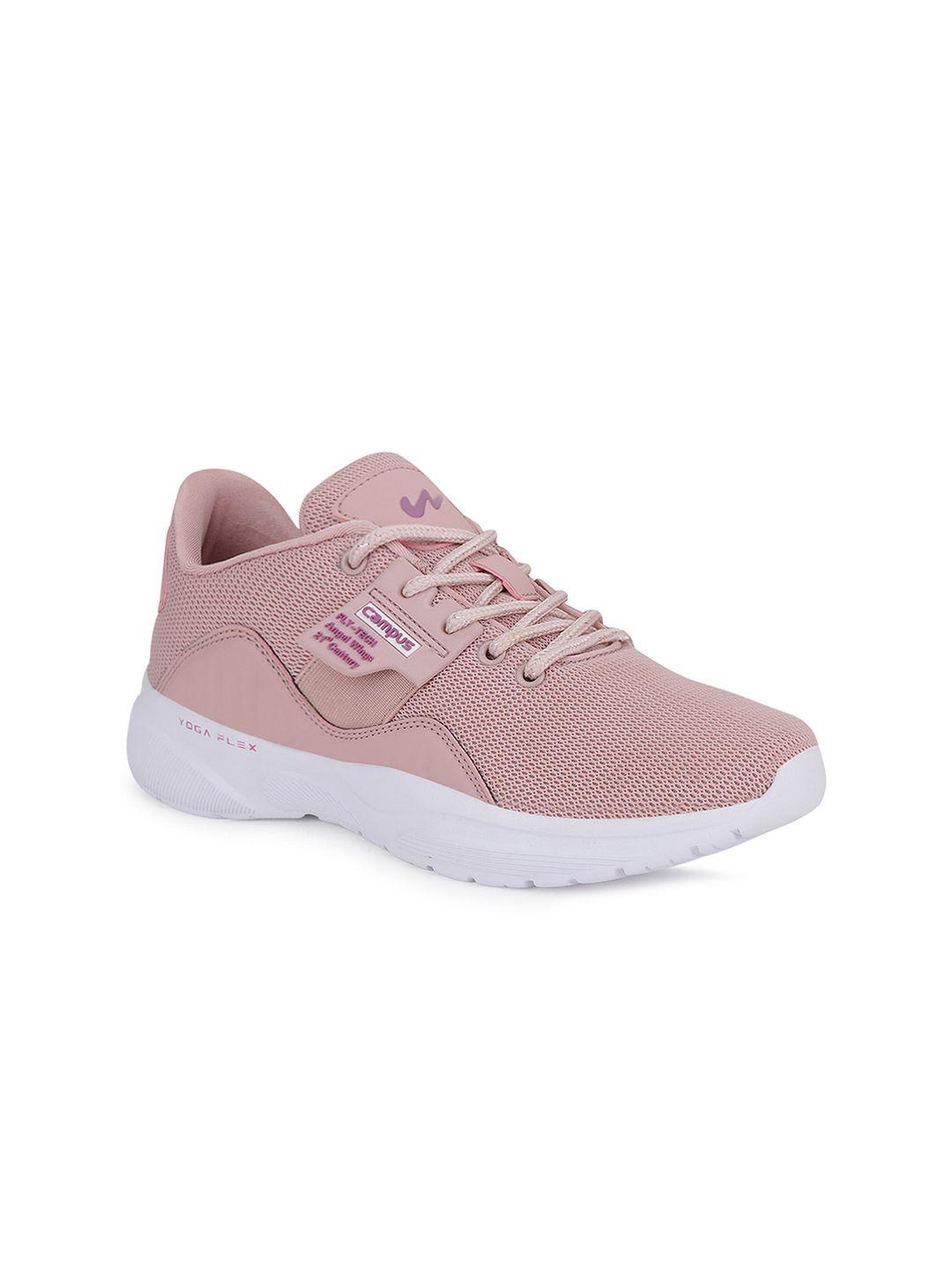 campus women peach-coloured mesh running shoes