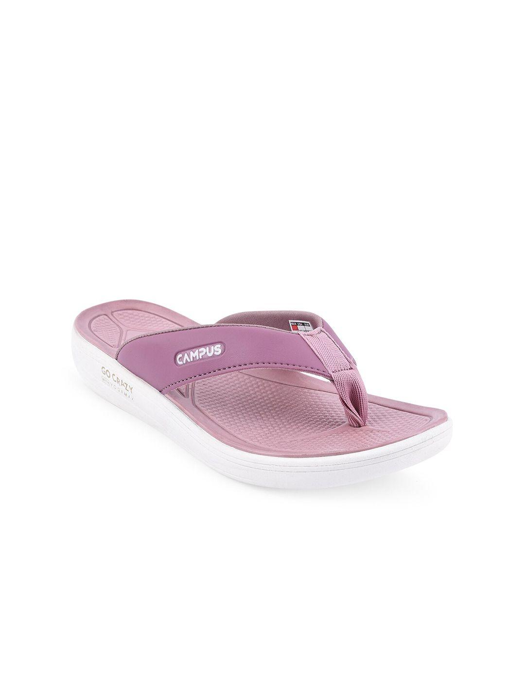 campus women purple & white rubber thong flip-flops