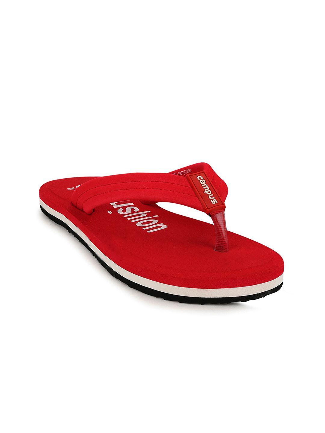 campus women red & white printed thong flip-flops