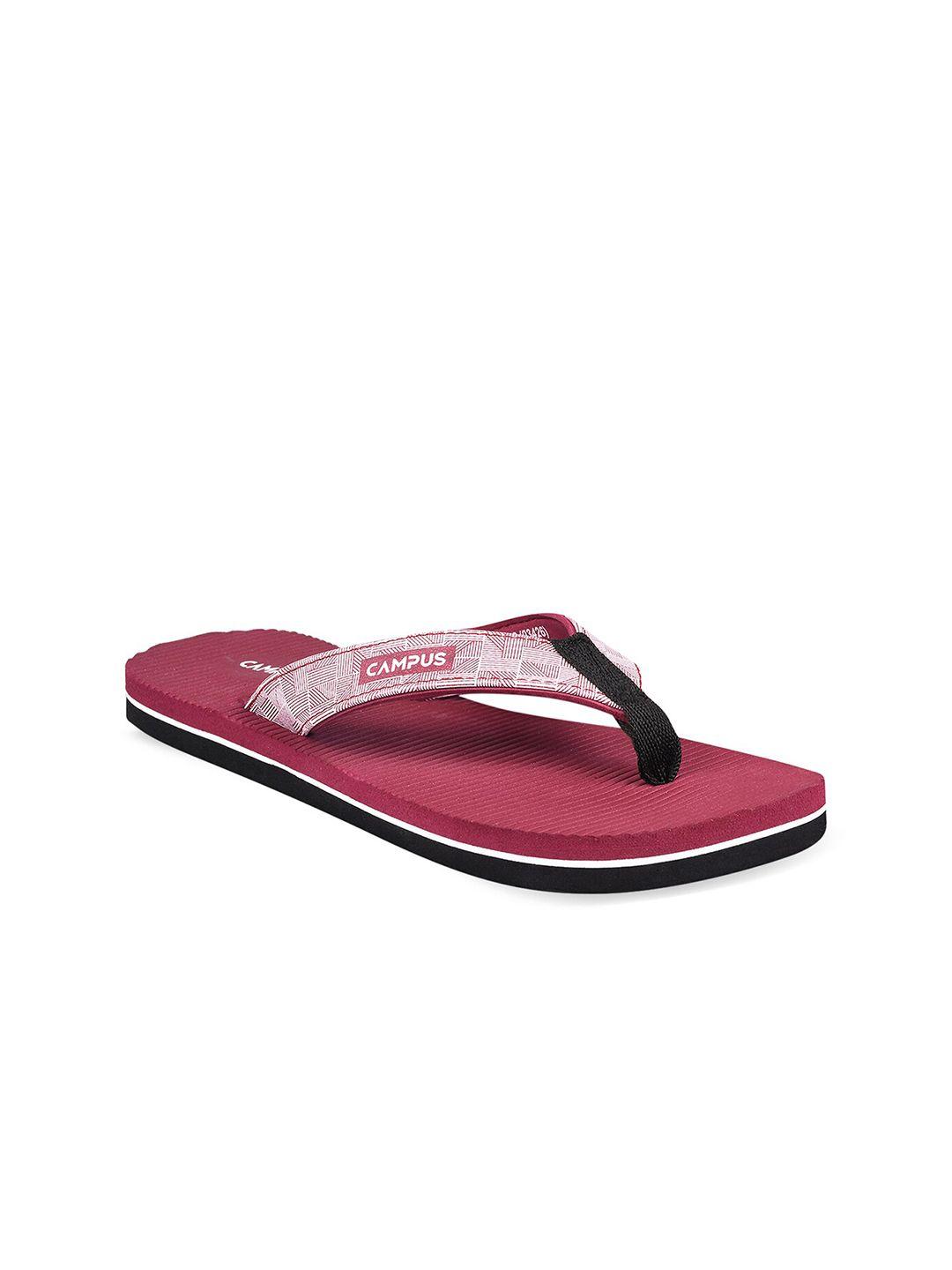 campus women red & white printed thong flip-flops