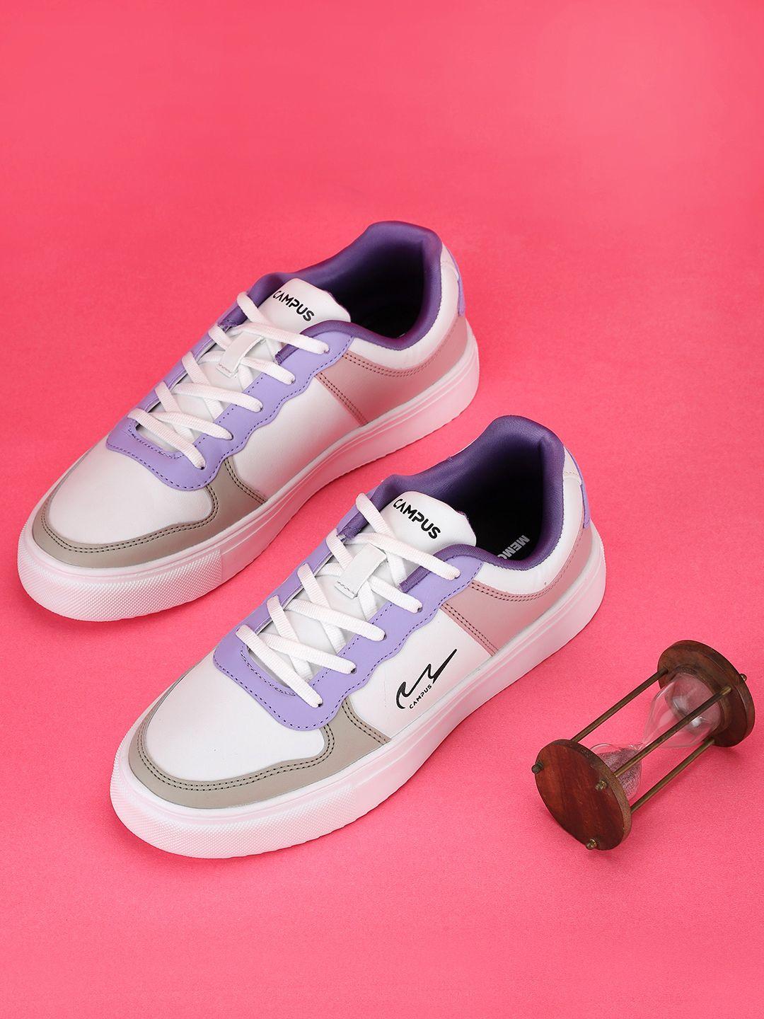 campus women white woven design pu sneakers