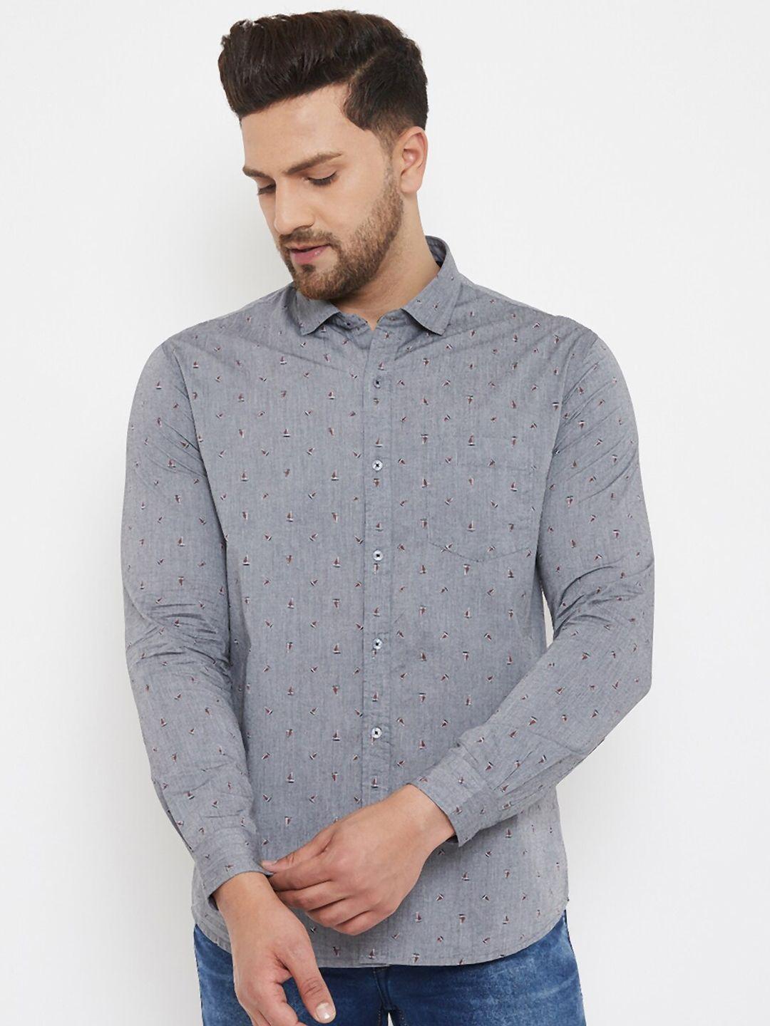 canary london micro ditsy printed cotton slim fit casual shirt