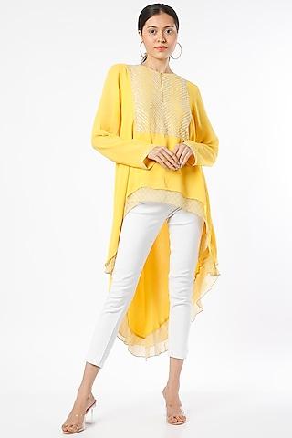 canary yellow georgette tunic