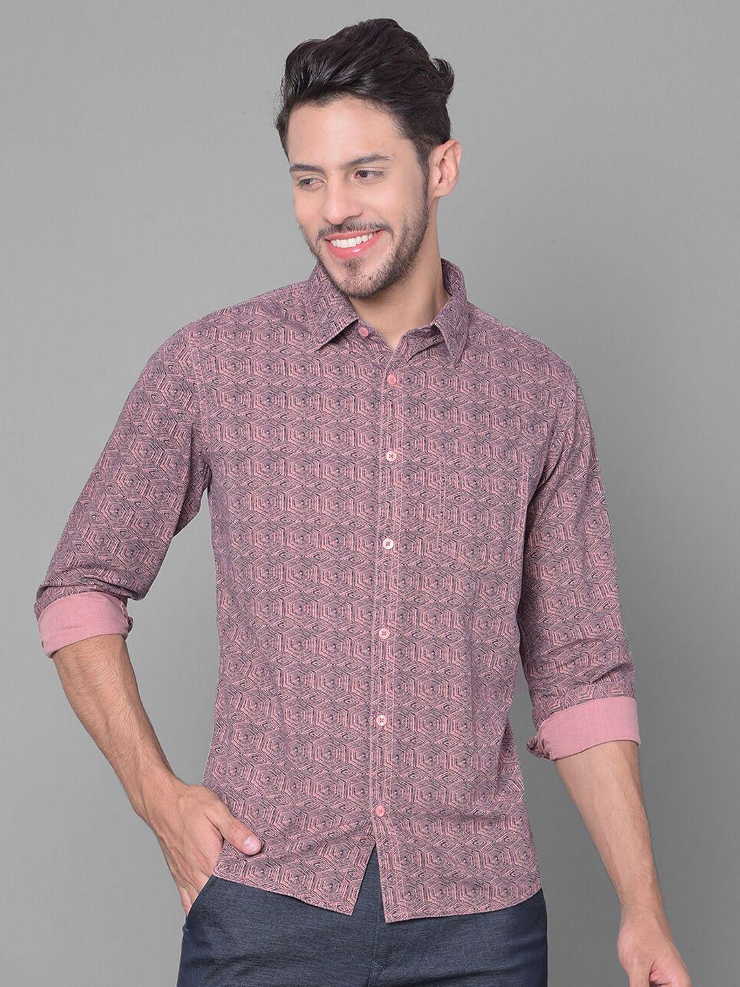 canary london cotton smart slim fit opaque printed casual shirt