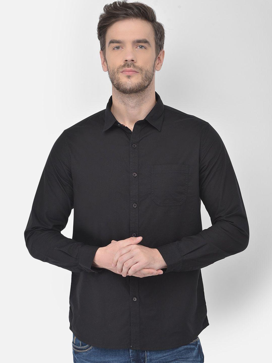 canary london men black slim fit opaque casual shirt