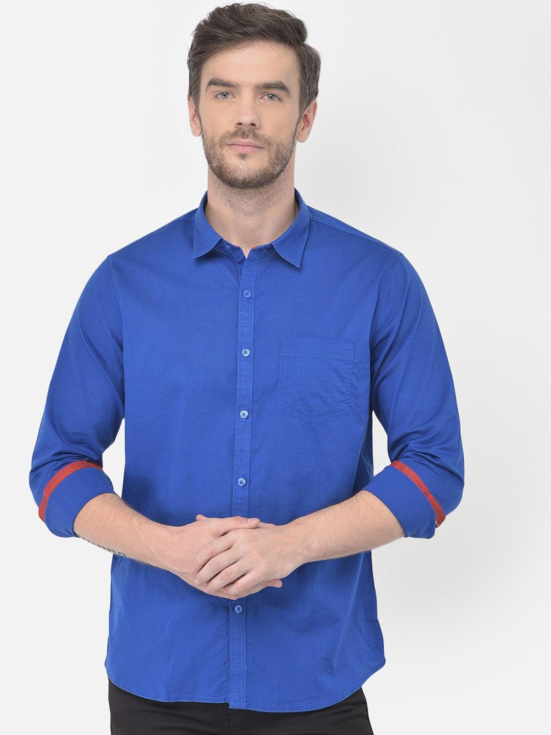 canary london men blue slim fit opaque casual shirt