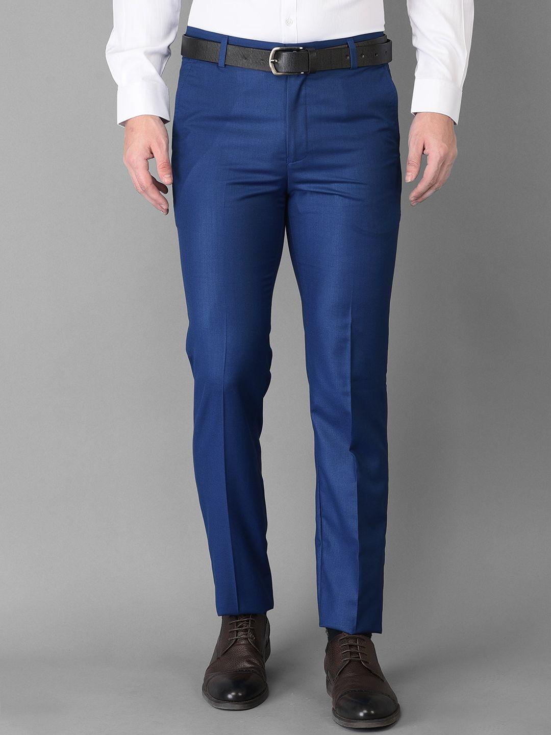 canary london men blue smart slim fit wrinkle free trousers